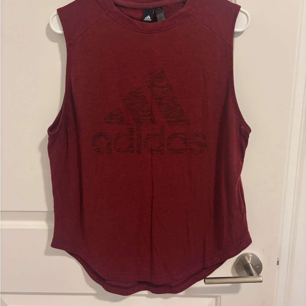 adidas Women's Maroon Logo Muscle Tank